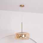June Modern Cylinder Pendant Light. Clear/Smoky Gray/Amber
