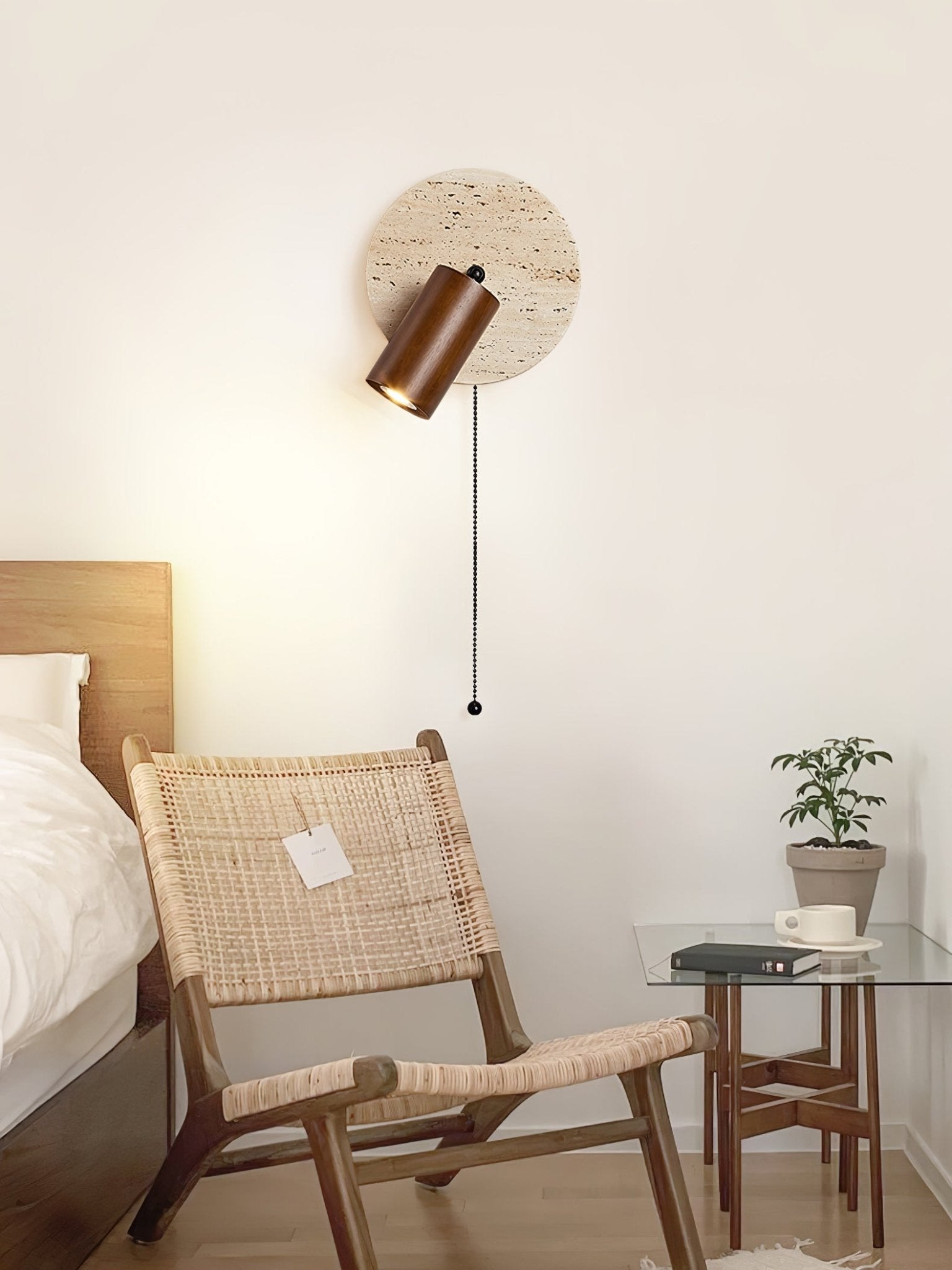 Evzoryra Wall Lamp Disc Swing in Travertine
