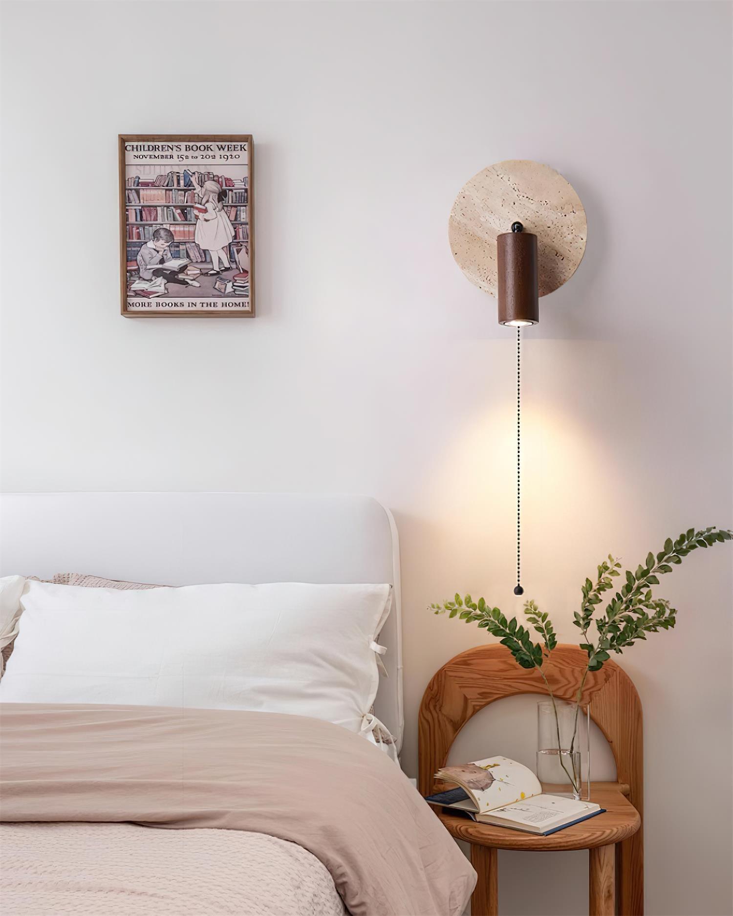 Evzoryra Wall Lamp Disc Swing in Travertine