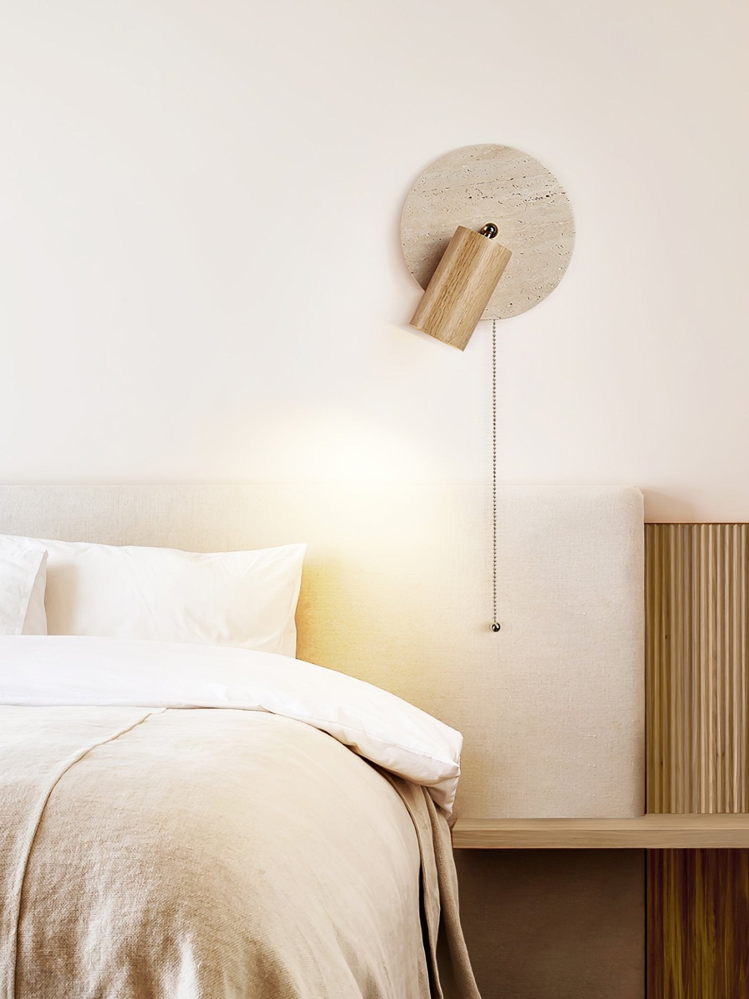 Evzoryra Wall Lamp Disc Swing in Travertine