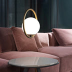 Modern Brass Ring Globe Glass Pendant Light 1-Light