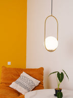 Modern Brass Ring Globe Glass Pendant Light 1-Light