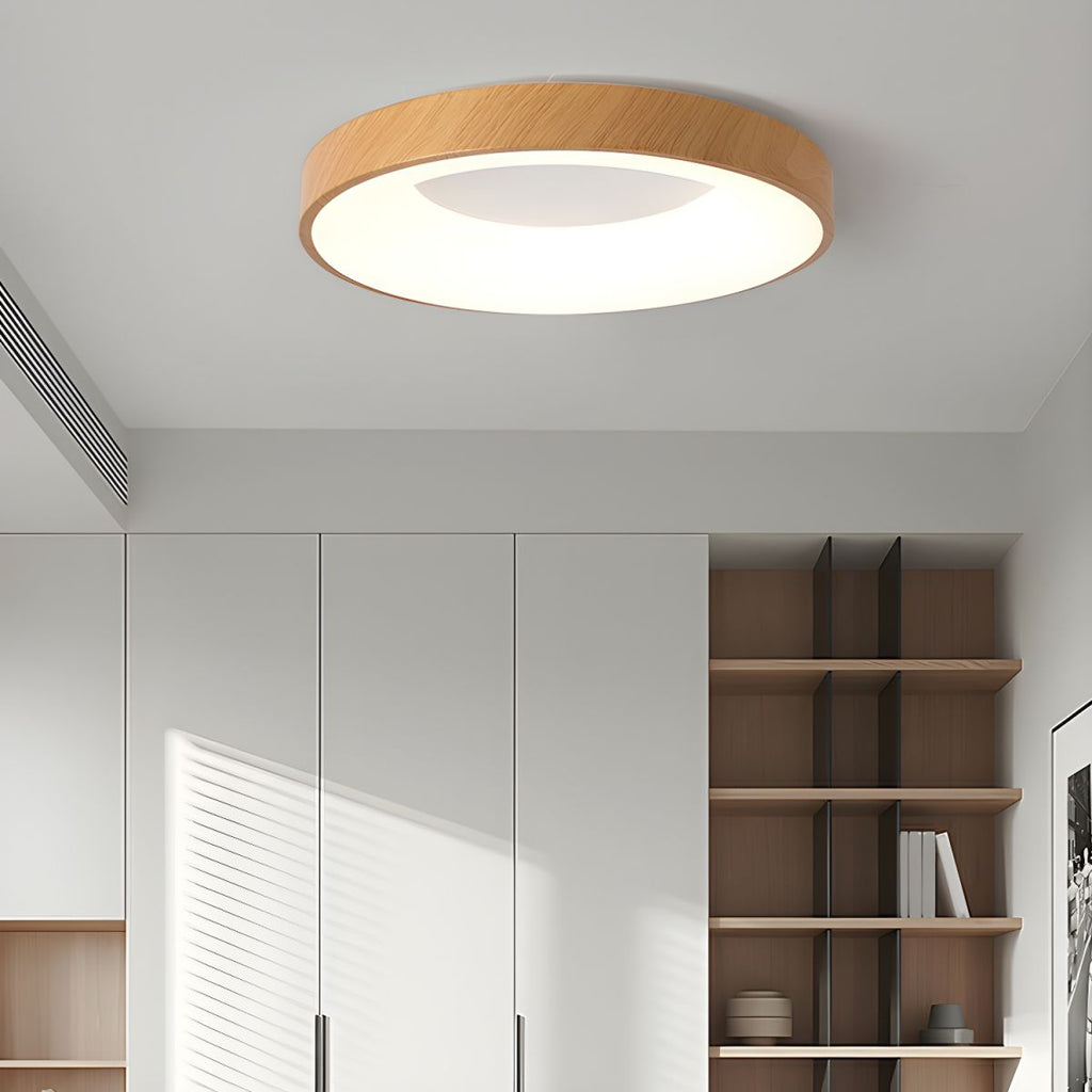 Eliriel Round Minimalist Ceiling Lamp in Wood