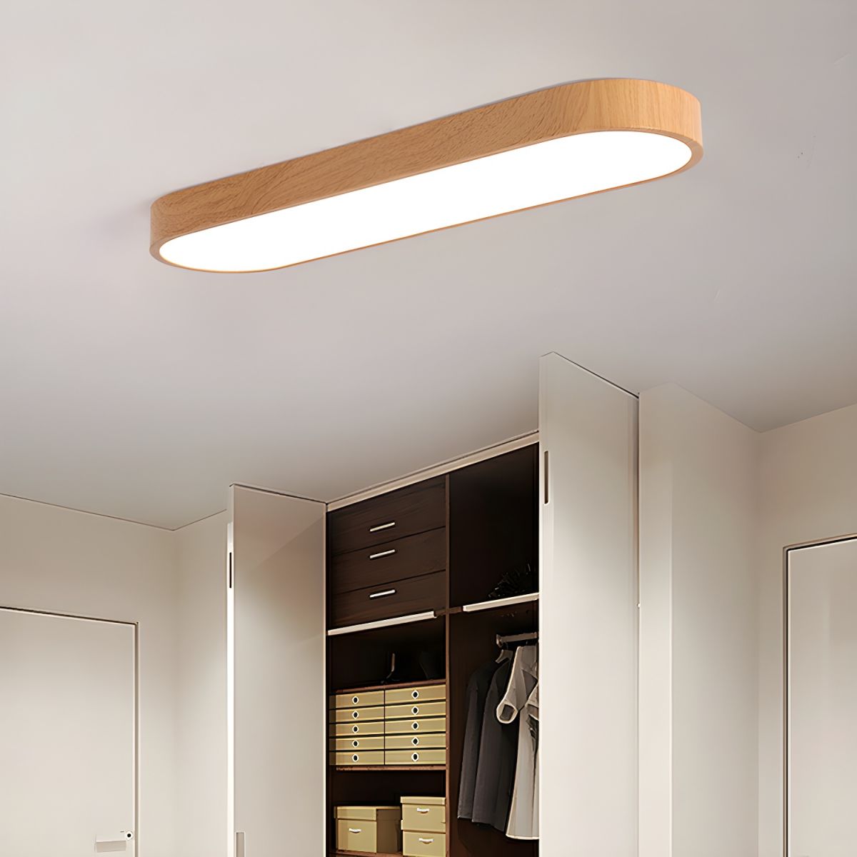 Eliriel Round Minimalist Ceiling Lamp in Wood