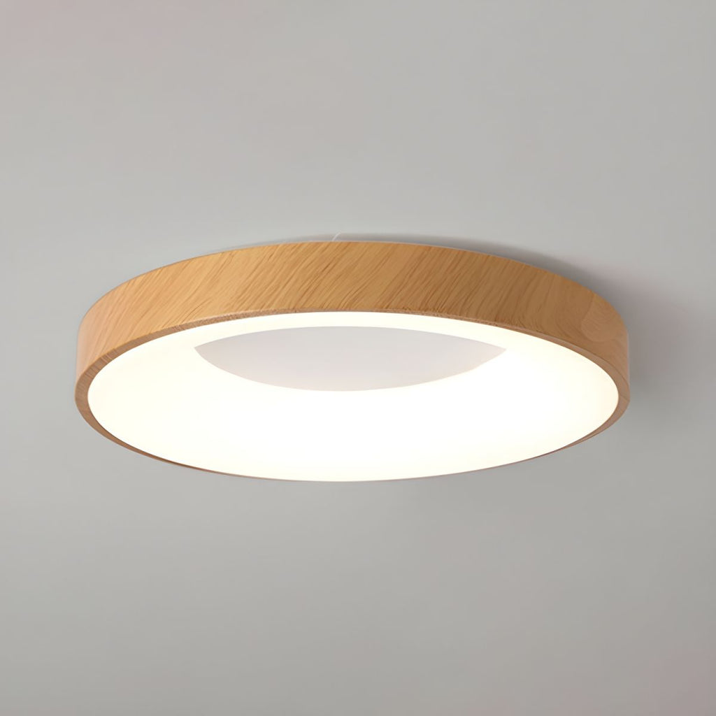 Eliriel Round Minimalist Ceiling Lamp in Wood