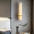 Ritta Wall Lamp White Alabaster Brass Modern Cuboid