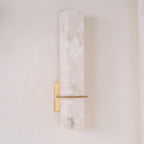 Ritta Wall Lamp White Alabaster Brass Modern Cuboid