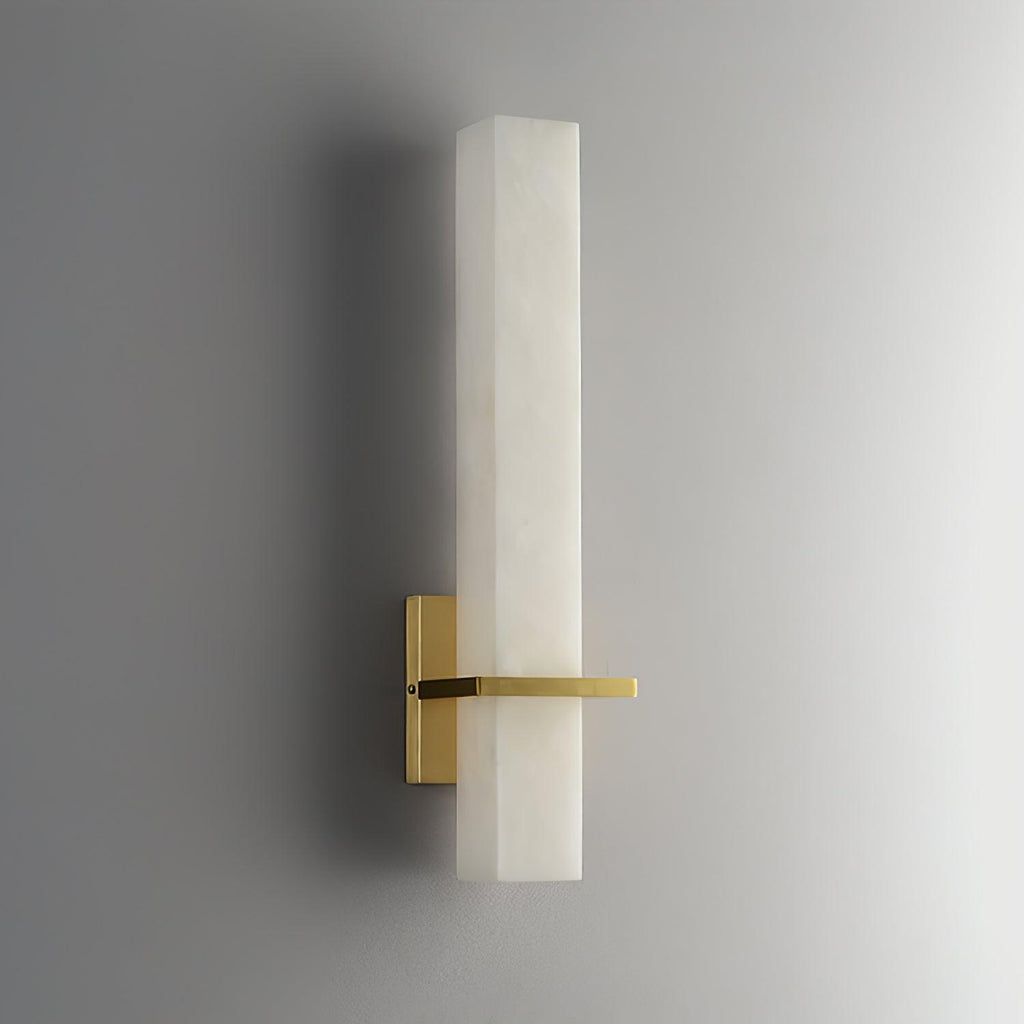 Ritta Wall Lamp White Alabaster Brass Modern Cuboid