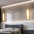 Ritta Wall Lamp White Alabaster Brass Modern Cuboid