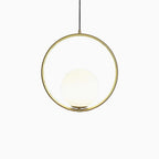Modern Brass Ring Globe Glass Pendant Light 1-Light