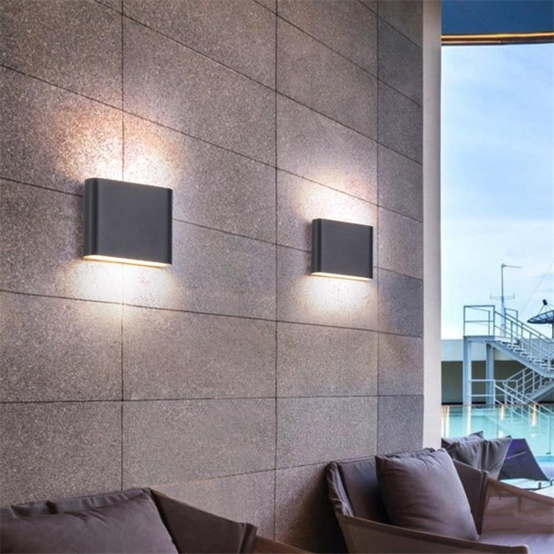 Ray Modern Waterproof LED Wall Light Rectangular Indoor/Outdoor White/Black Metal