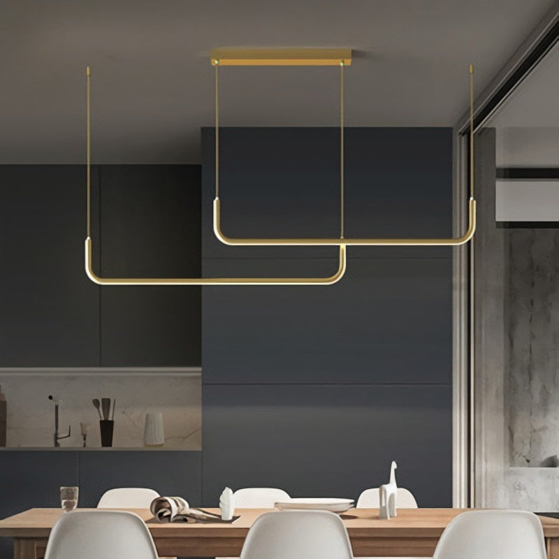 Clen Minimalist Linear Suspension Gold/Black. Living Room