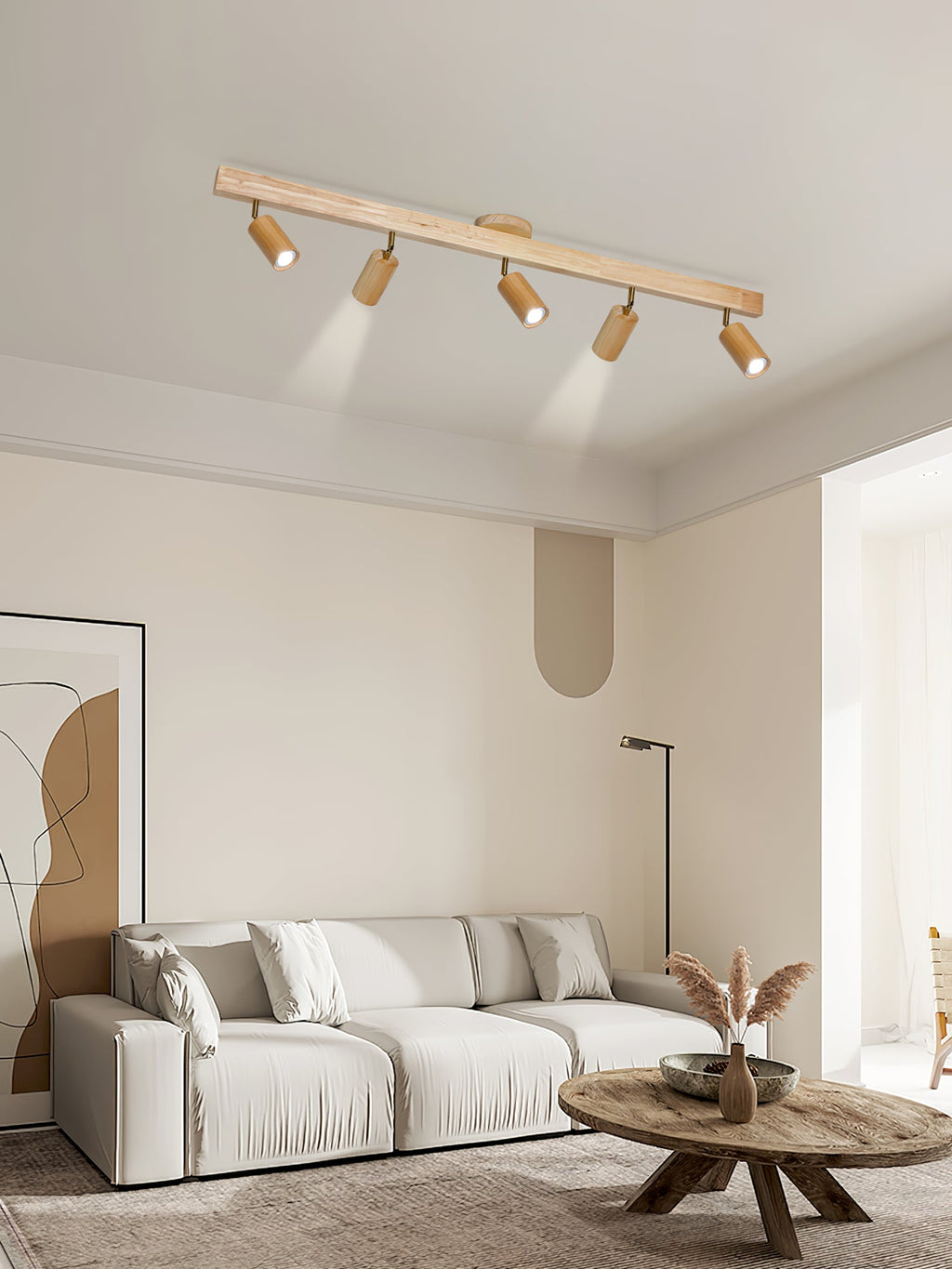 Japanese Wooden Adjustable LED Spotlight 1-Light