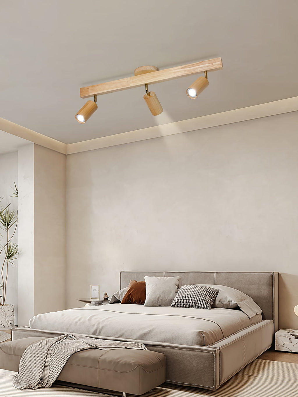 Japanese Wooden Adjustable LED Spotlight 1-Light