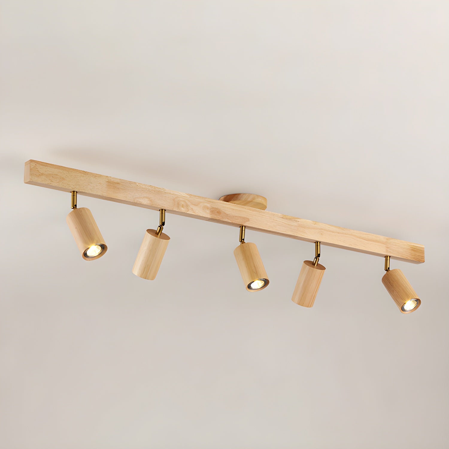 Japanese Wooden Adjustable LED Spotlight 1-Light