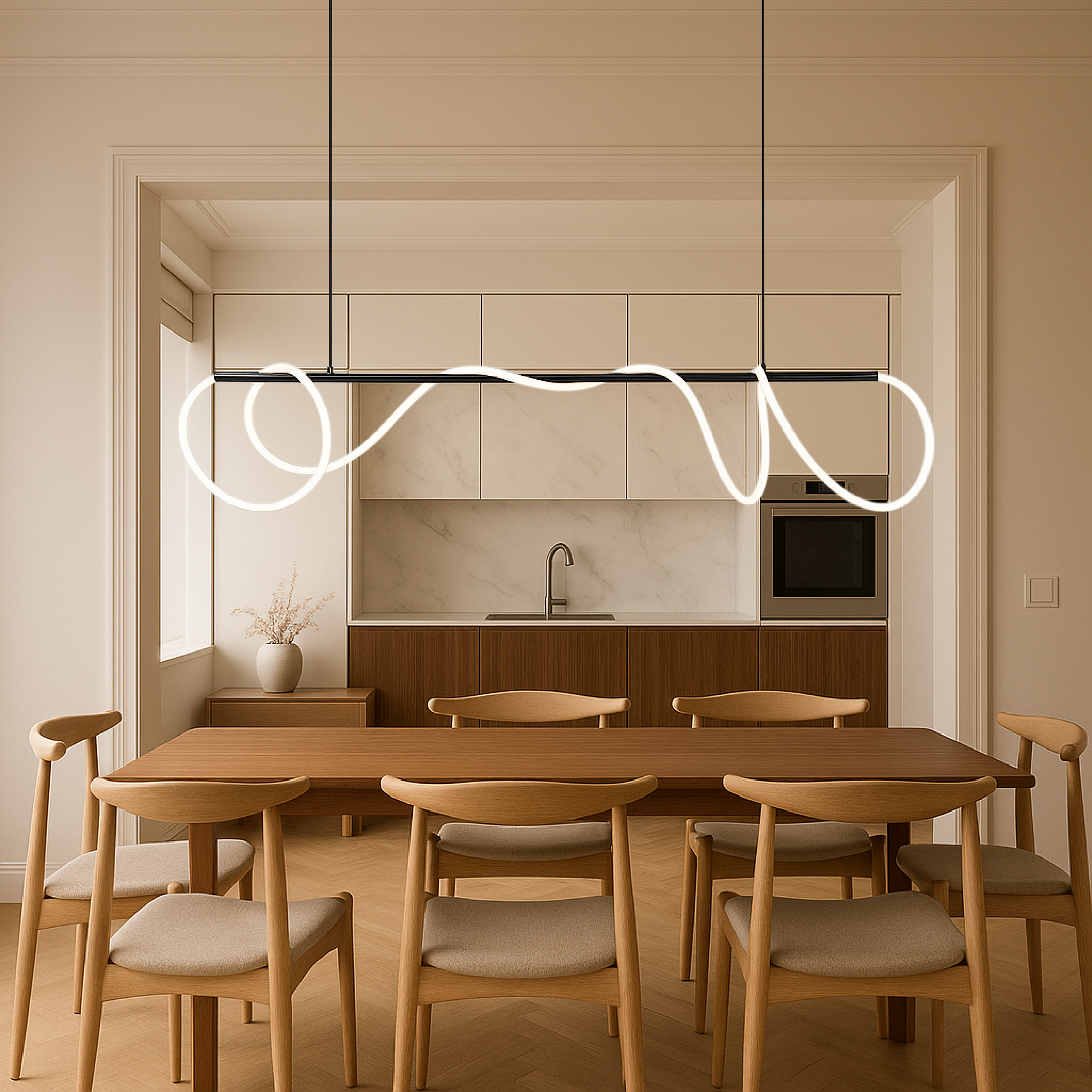 Delyra - Linear Pendant Lamp for Above the Dining Table or Kitchen
