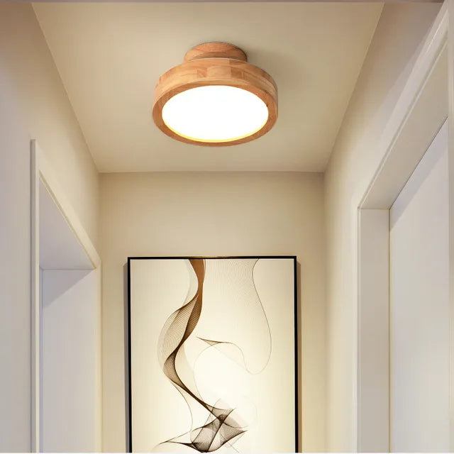 Round Wooden Scandinavian Ceiling Lamp - NordicLuxe
