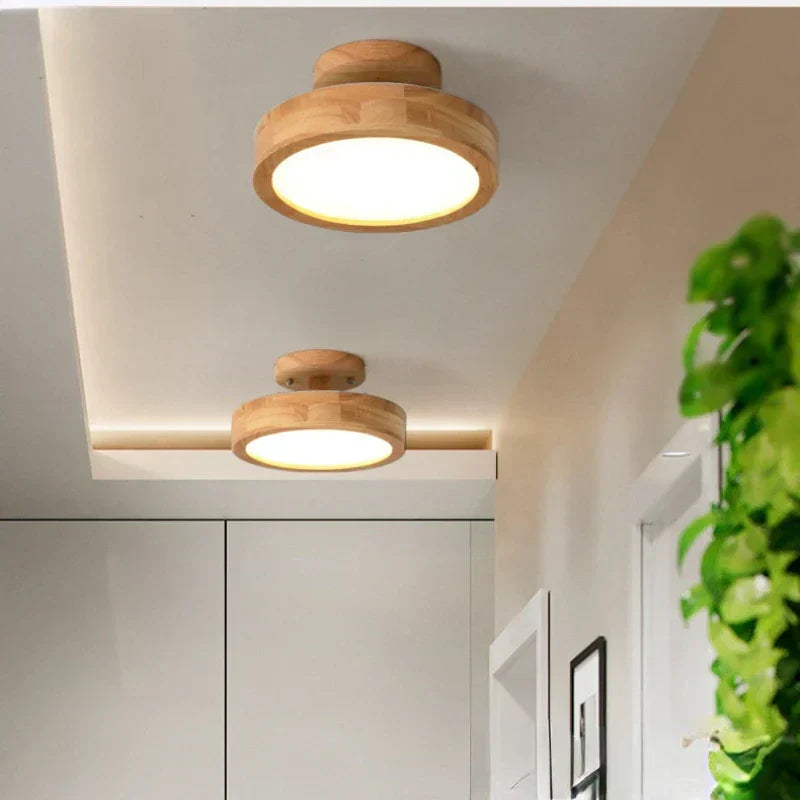 Round Wooden Scandinavian Ceiling Lamp - NordicLuxe