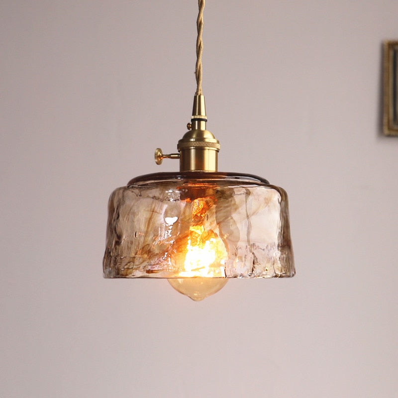 Zina Vintage Geometric Glass Suspension. Brass. Living Room