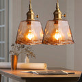 Zina Vintage Geometric Glass Suspension. Brass. Living Room