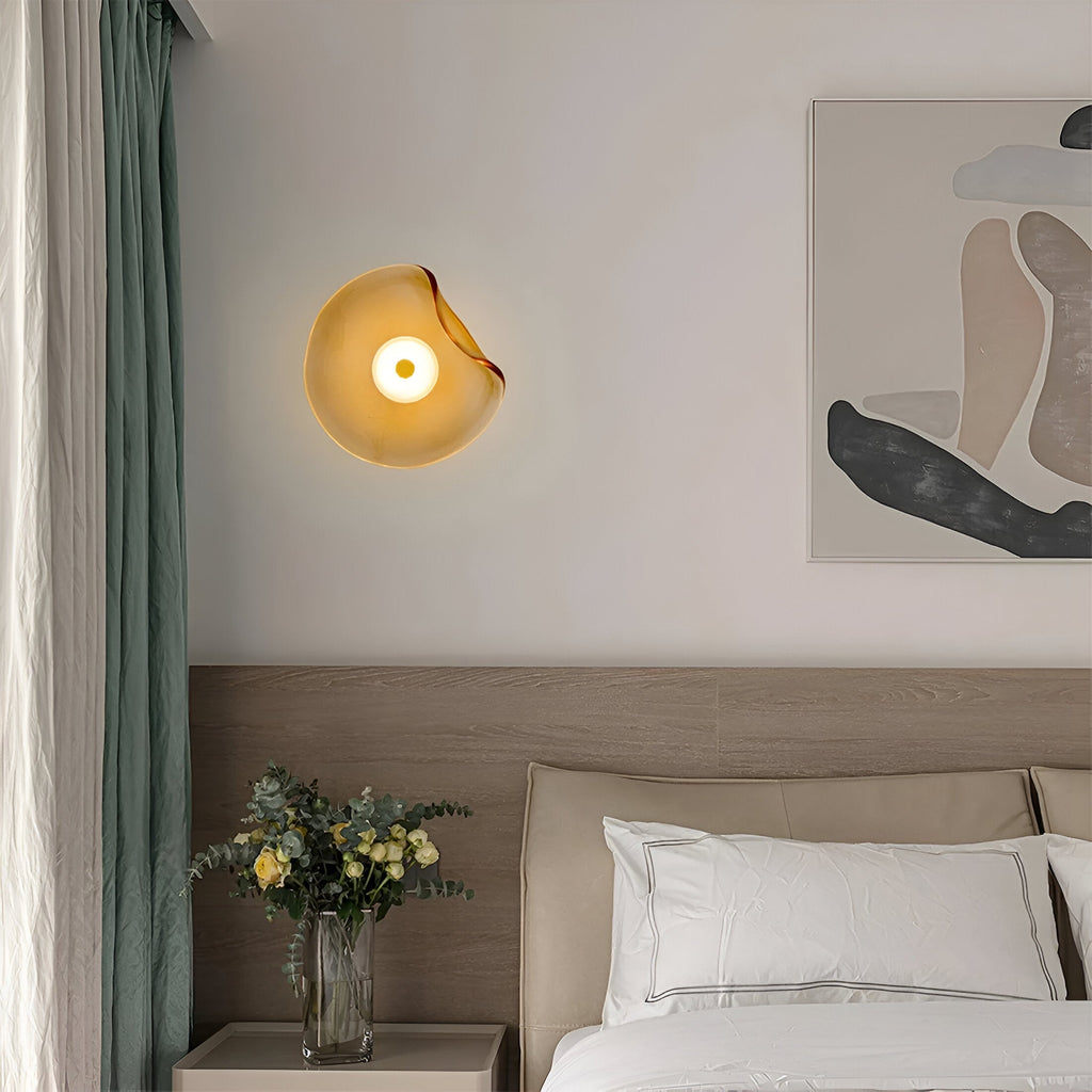 Nordic Curved Glass Japandi LED Wall Sconce 1-Light
