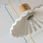 Modern Wood and Cement Scalloped Pendant Light | 1-Light