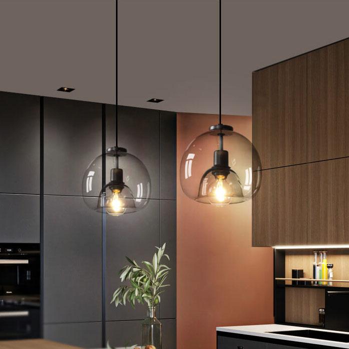 Minimalist Smoked Glass Dome Pendant Light 1-light