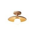 Nordic Wooden Dome Semi-Flush Ceiling Light | 1-Light