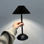 Scandinavian Brass Pleated Fabric Cone Table Light | 1-Light