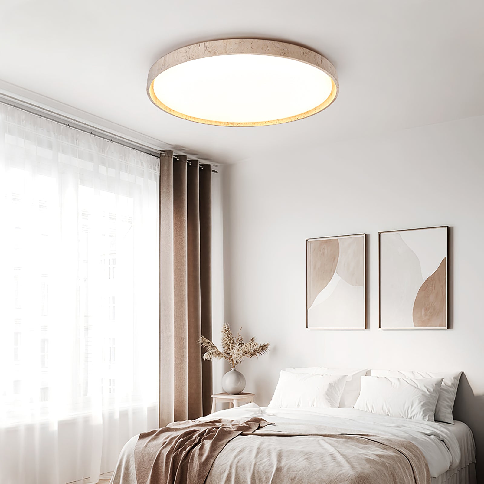 Kathy Travertine Round Ceiling Light