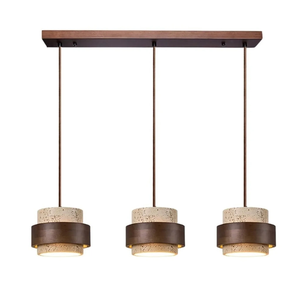 Orvina Travertine Cylinder Pendant - Japandi Stone Kitchen Island