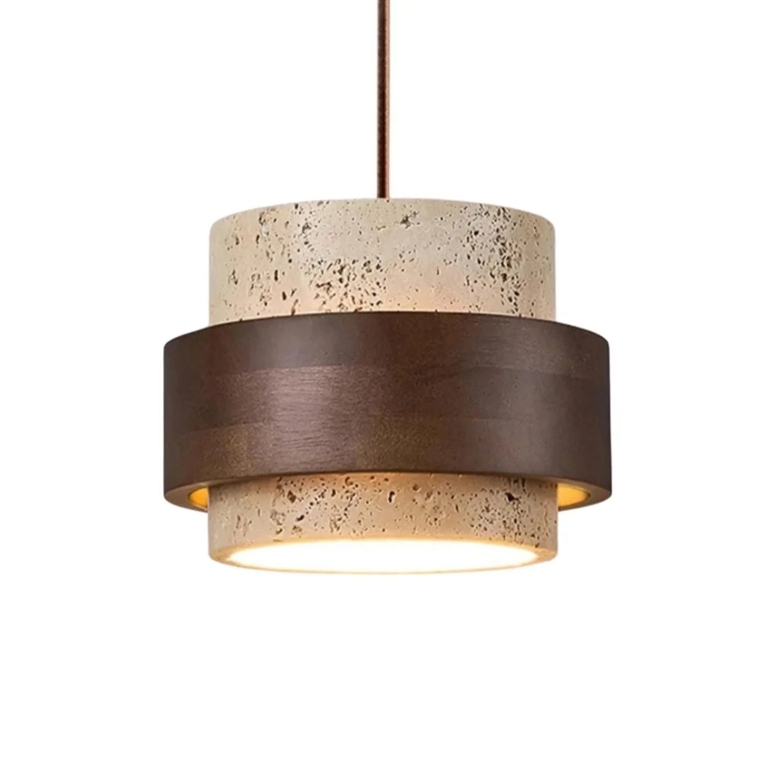 Orvina Travertine Cylinder Pendant - Japandi Stone Kitchen Island
