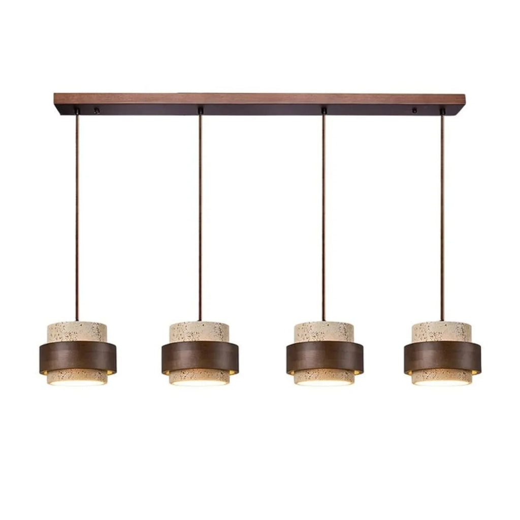 Orvina Travertine Cylinder Pendant - Japandi Stone Kitchen Island