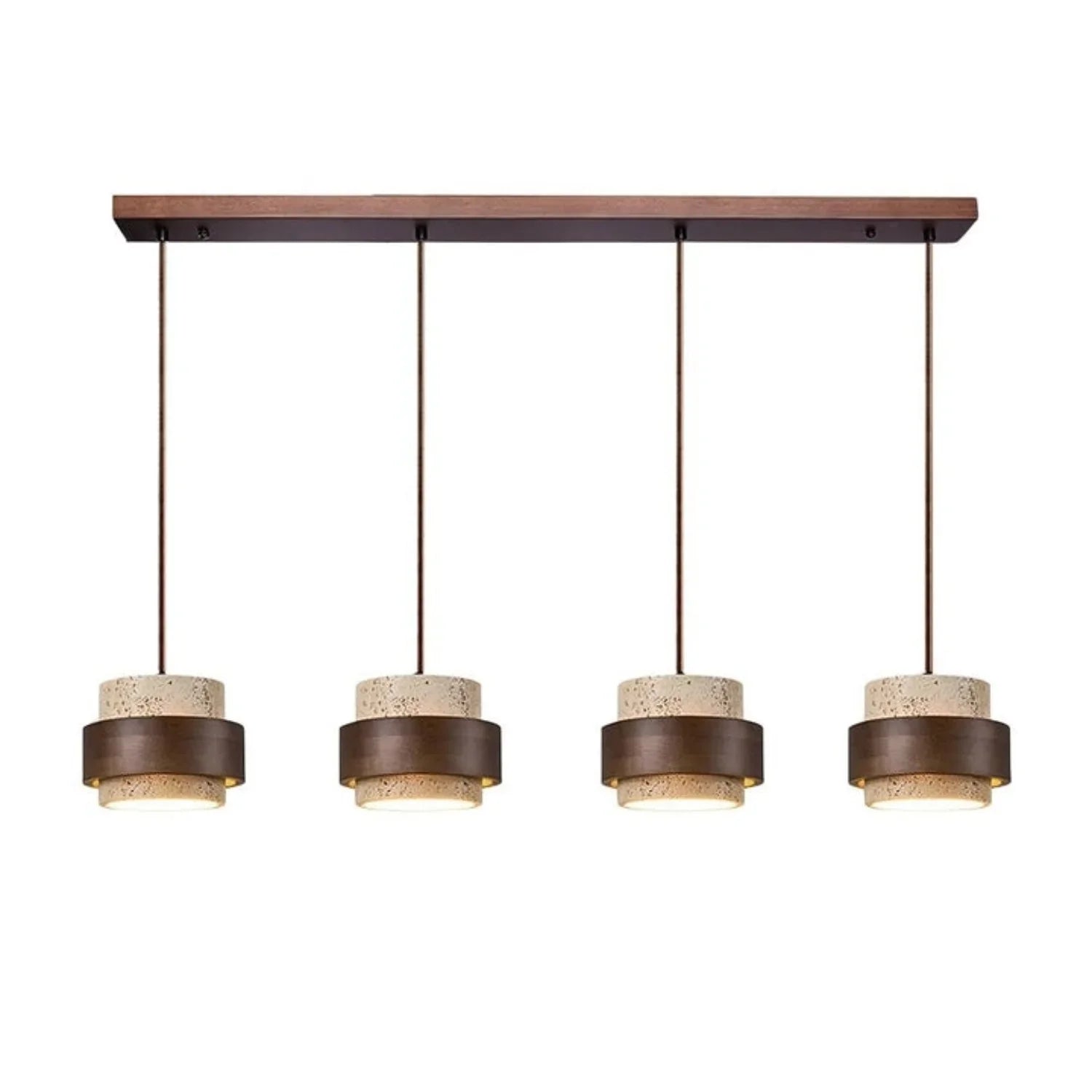Orvina Travertine Cylinder Pendant - Japandi Stone Kitchen Island