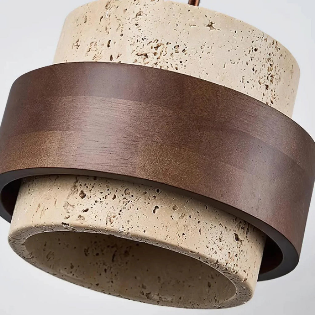 Orvina Travertine Cylinder Pendant - Japandi Stone Kitchen Island