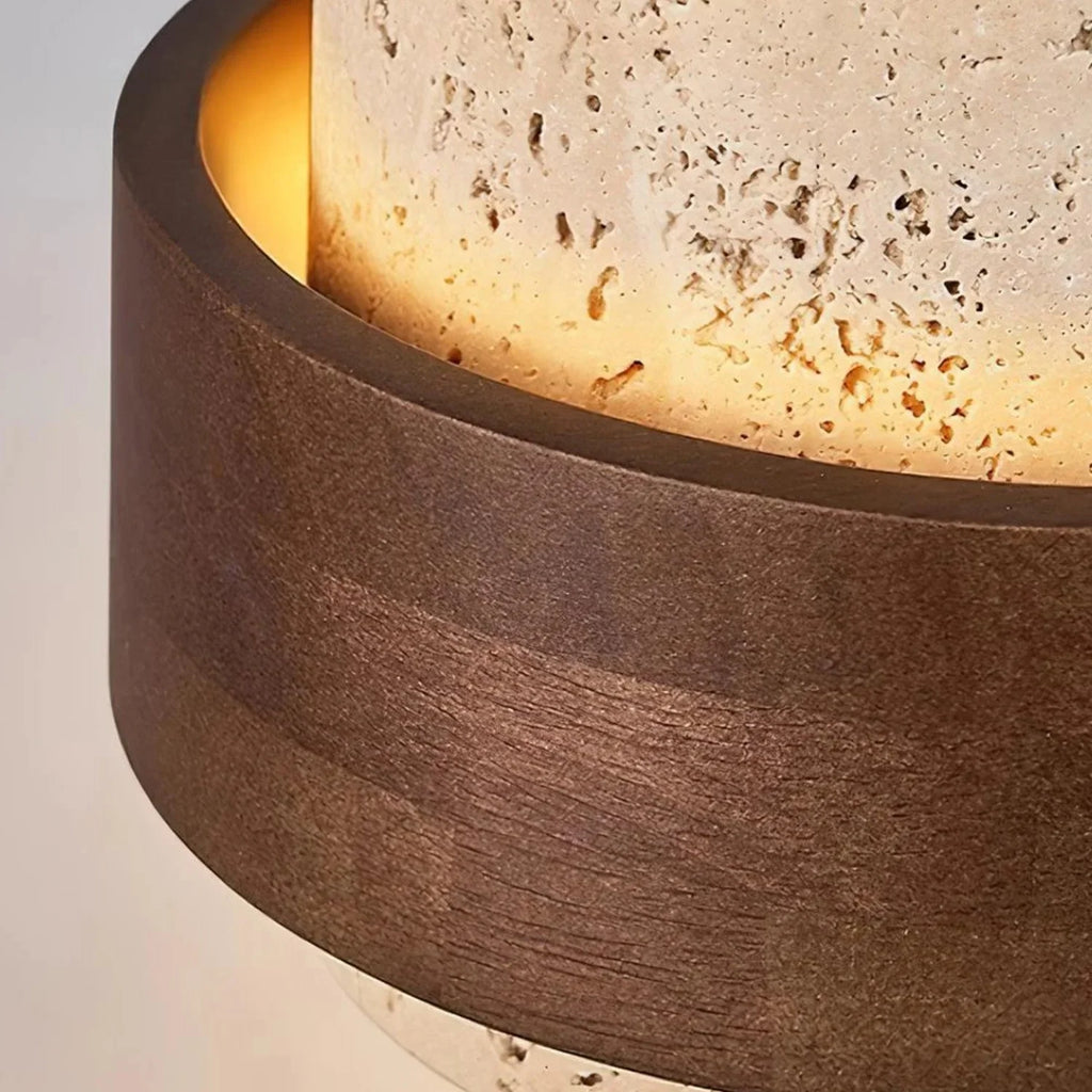 Orvina Travertine Cylinder Pendant - Japandi Stone Kitchen Island
