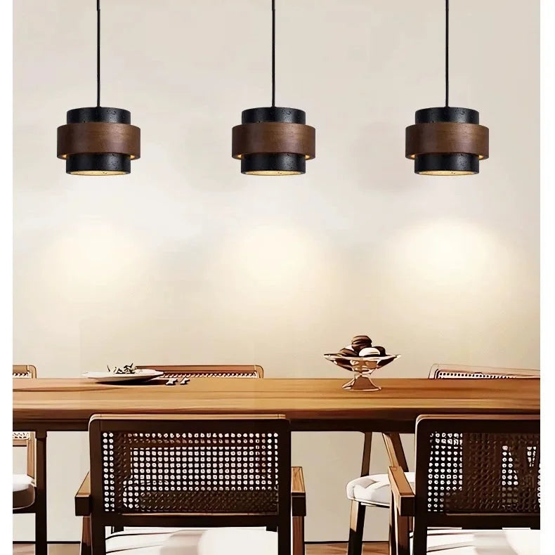 Orvina Travertine Cylinder Pendant - Japandi Stone Kitchen Island