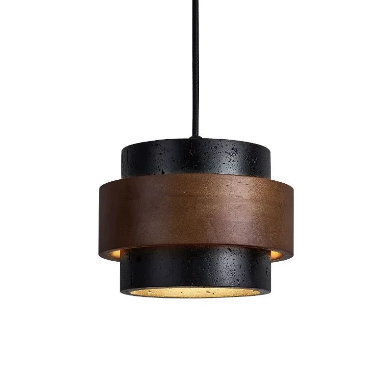 Orvina Travertine Cylinder Pendant - Japandi Stone Kitchen Island