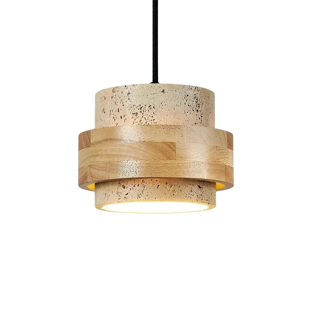 Orvina Travertine Cylinder Pendant - Japandi Stone Kitchen Island