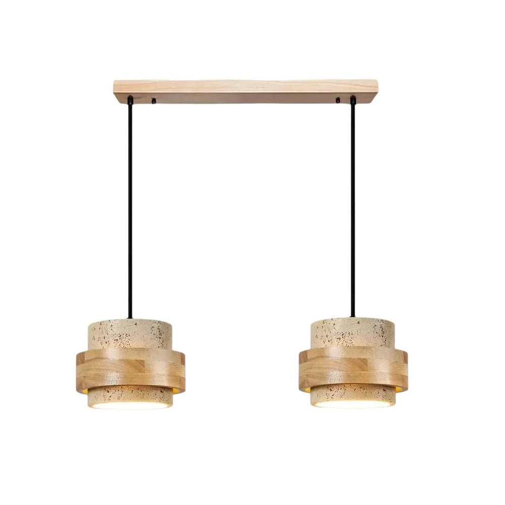 Orvina Travertine Cylinder Pendant - Japandi Stone Kitchen Island