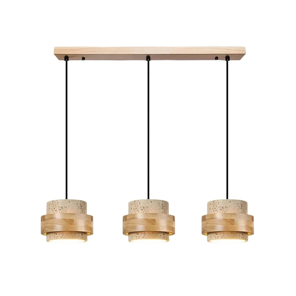 Orvina Travertine Cylinder Pendant - Japandi Stone Kitchen Island