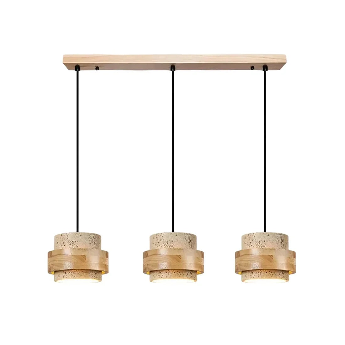 Orvina Travertine Cylinder Pendant - Japandi Stone Kitchen Island