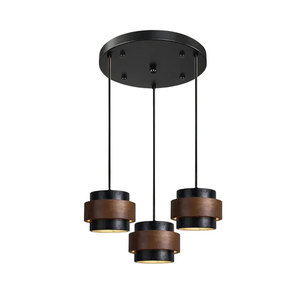 Orvina Travertine Cylinder Pendant - Japandi Stone Kitchen Island