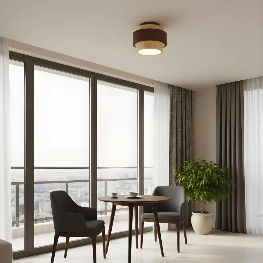 Owen Wabi-Sabi Travertine Cylindrical Ceiling Light