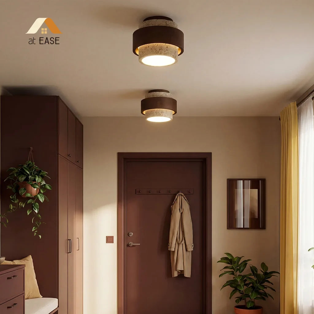 Owen Wabi-Sabi Travertine Cylindrical Ceiling Light