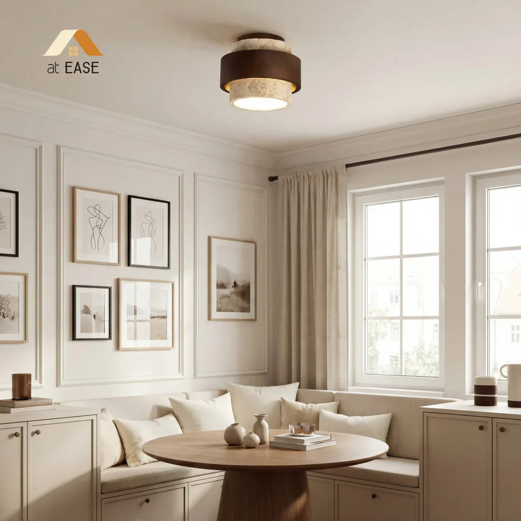 Owen Wabi-Sabi Travertine Cylindrical Ceiling Light