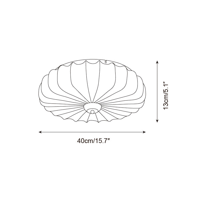 Fabric Ceiling Light Pleated Shade Lotus Wood Canopy