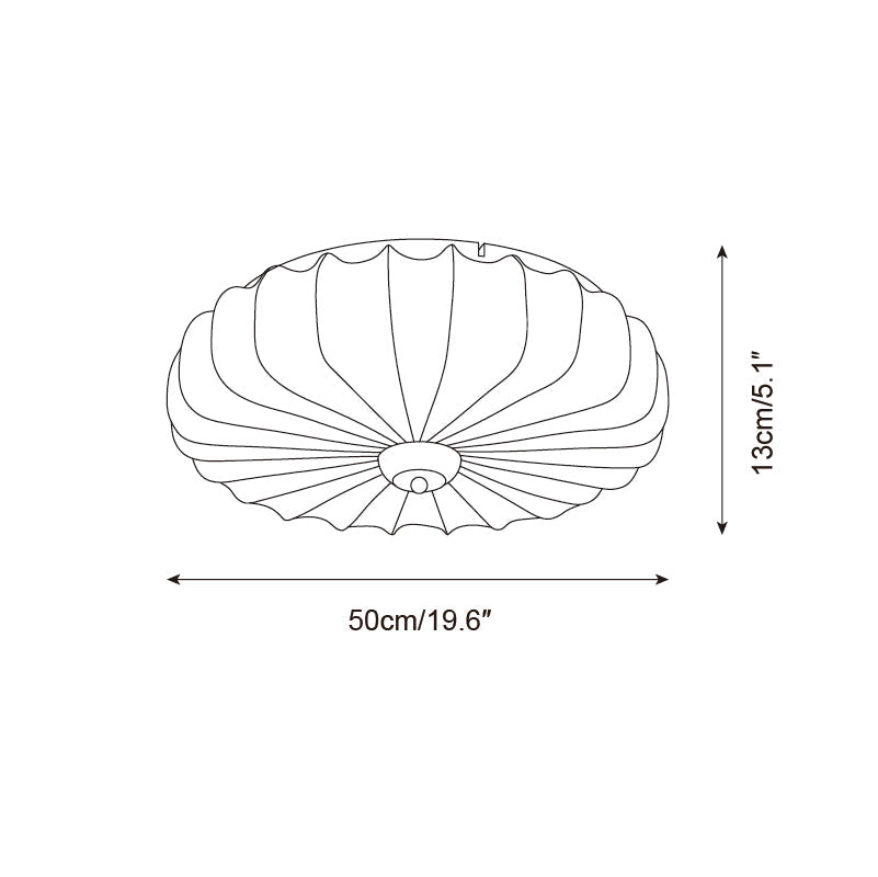 Fabric Ceiling Light Pleated Shade Lotus Wood Canopy