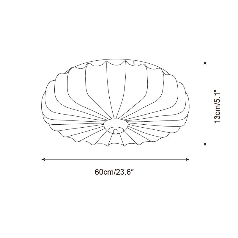 Fabric Ceiling Light Pleated Shade Lotus Wood Canopy