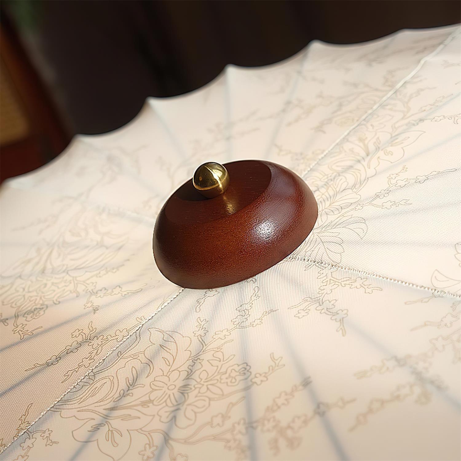 Fabric Ceiling Light Pleated Shade Lotus Wood Canopy